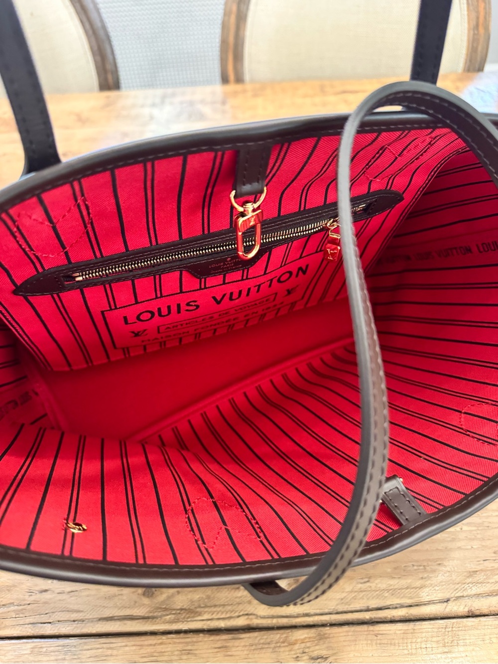 Louis Vuitton | Neverfull PM Tote Bag in the Damier Ebene Pattern - Picture 9 of 12